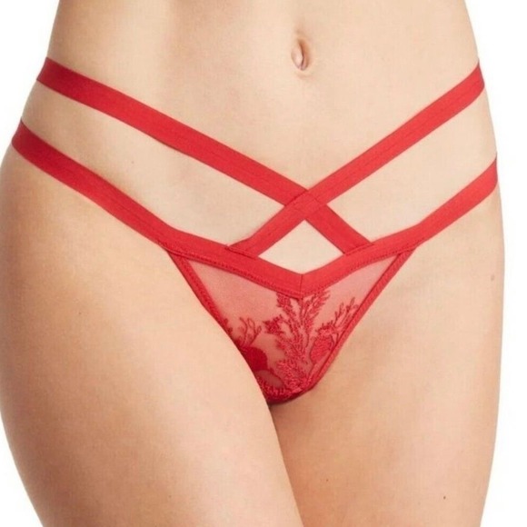 Thistle and Spire Other - NWT Thistle and Spire Red Lace Thong Women's XS Strappy Crimson Lingerie Panties